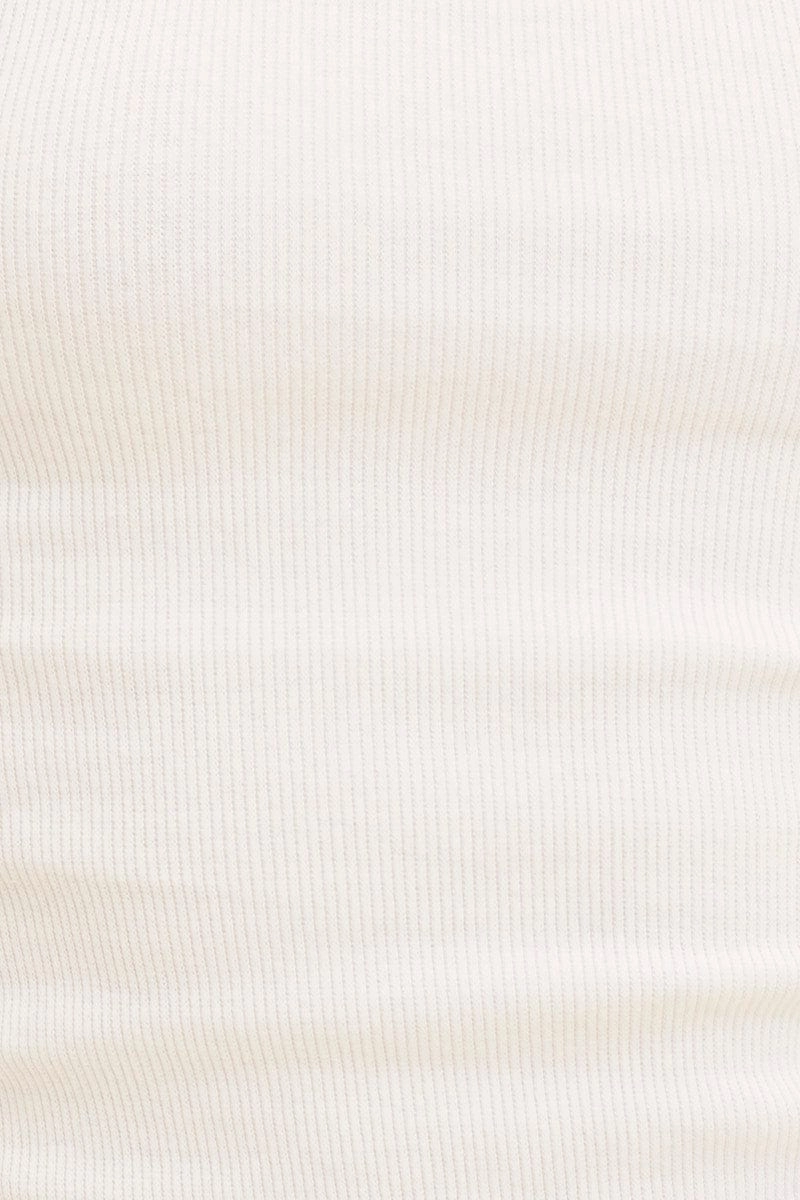 White Cotton Tank Scoop Neck Cotton Blend Rib Sleeveless