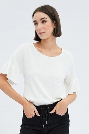 White Peplum Top Short Sleeve