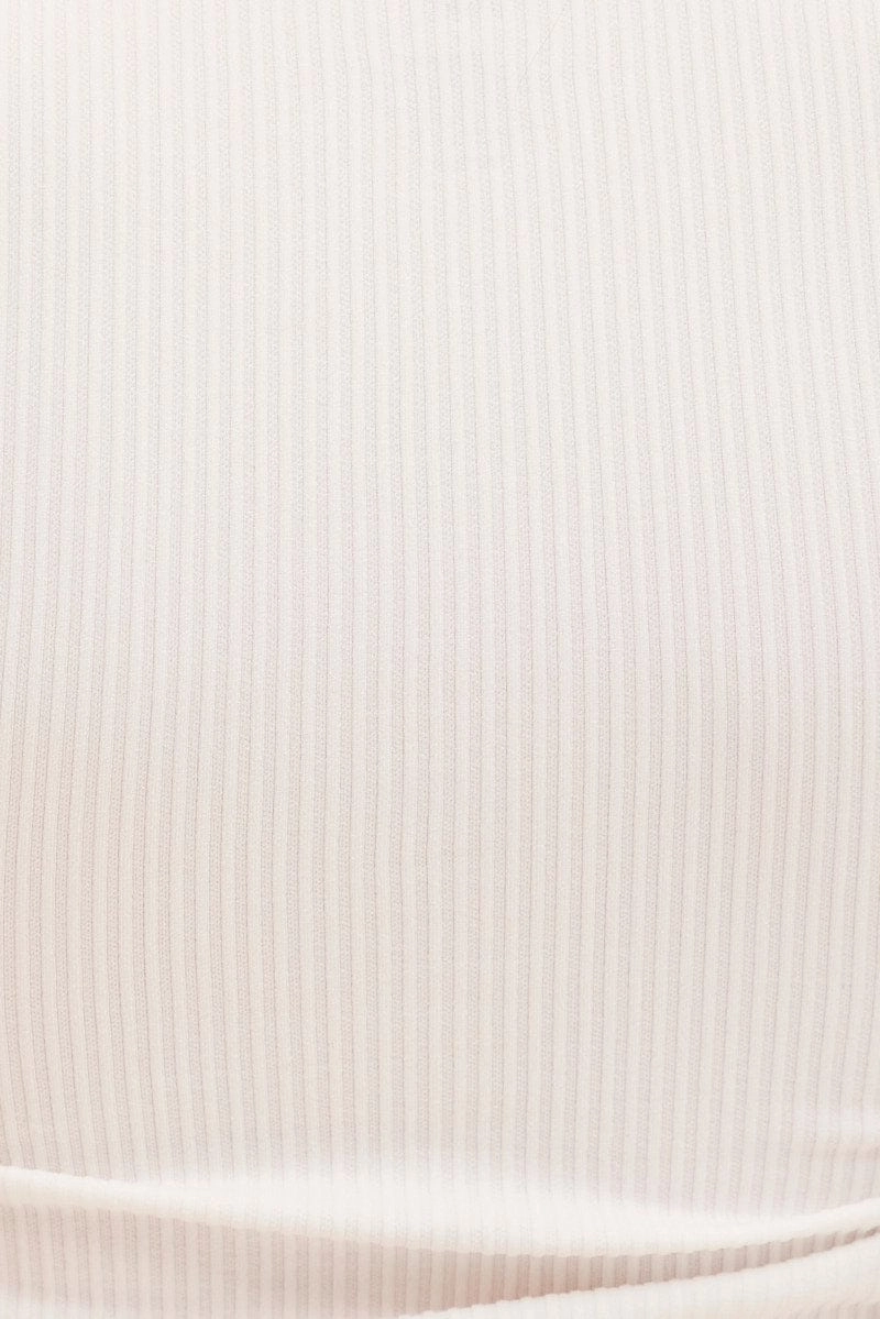 White Ruched Tank Top Crew Neck Seamless