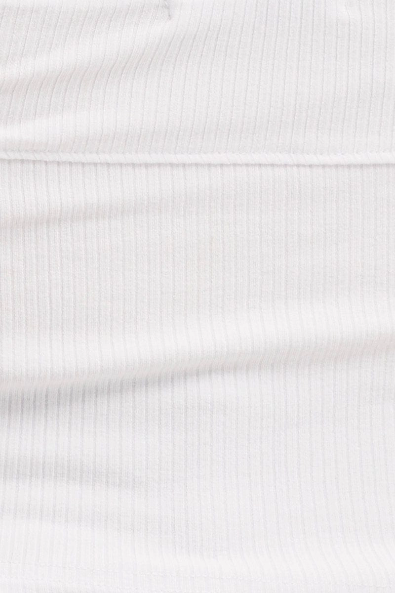 White Tube Top Bandeau Panel Detail Rib Strapless