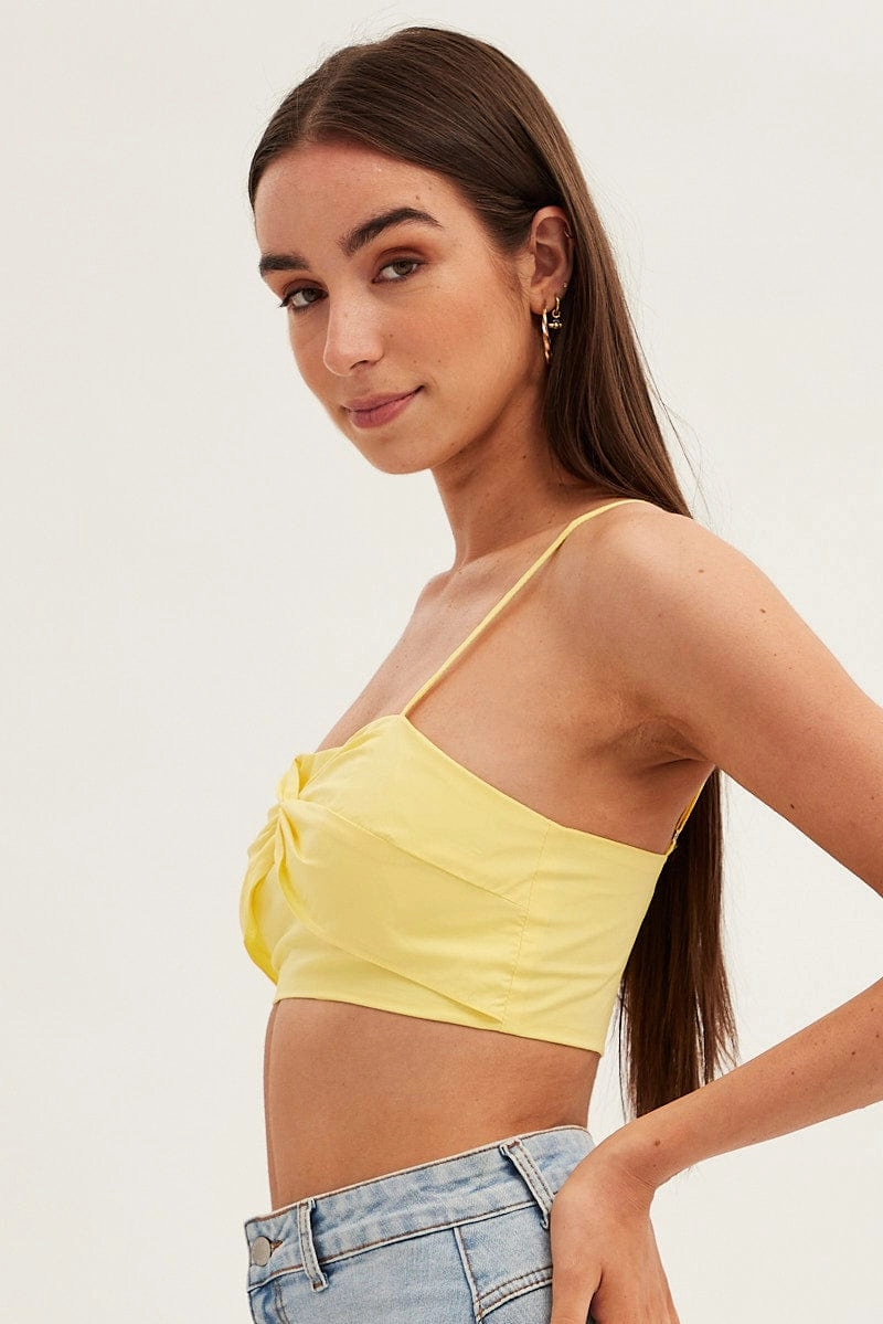 Yellow Crop Top Adjustable Straps Cotton