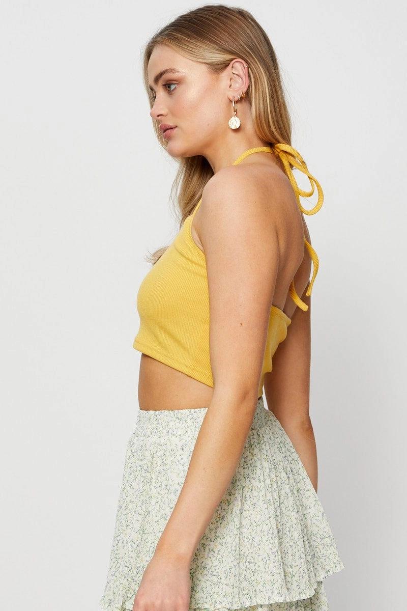 Yellow Halter Top Crop